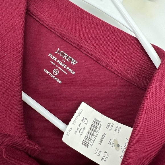 J Crew Flex Pique Polo Shirt Mens XXL Burgundy Golf Preppy Short Sleeve NEW - Picture 2 of 2